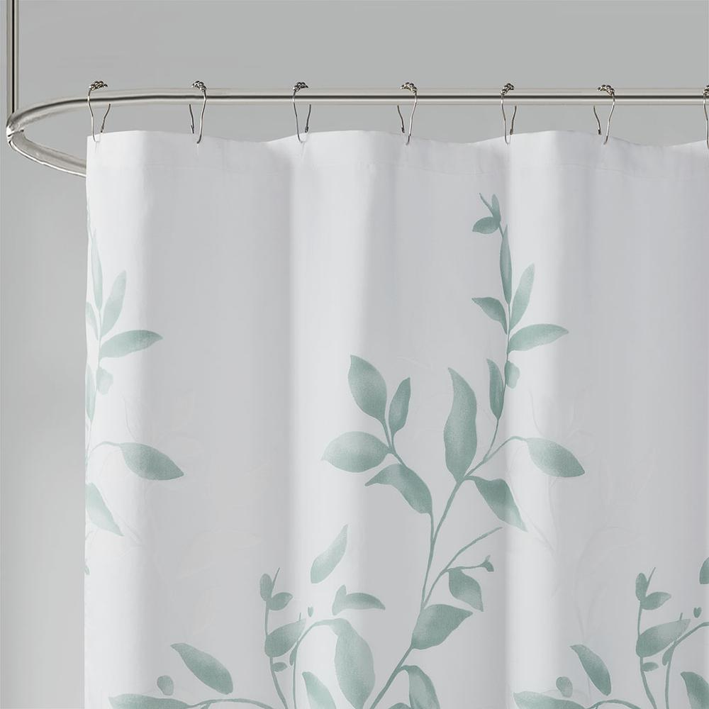 Madison Park Cecily Burnout Printed Shower Curtain - Seafoam