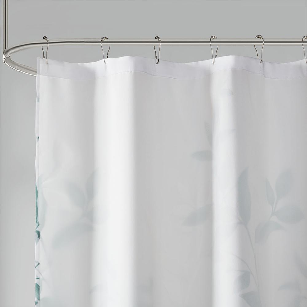 Madison Park Cecily Burnout Printed Shower Curtain - Seafoam