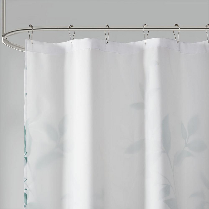 Madison Park Cecily Burnout Printed Shower Curtain - Seafoam