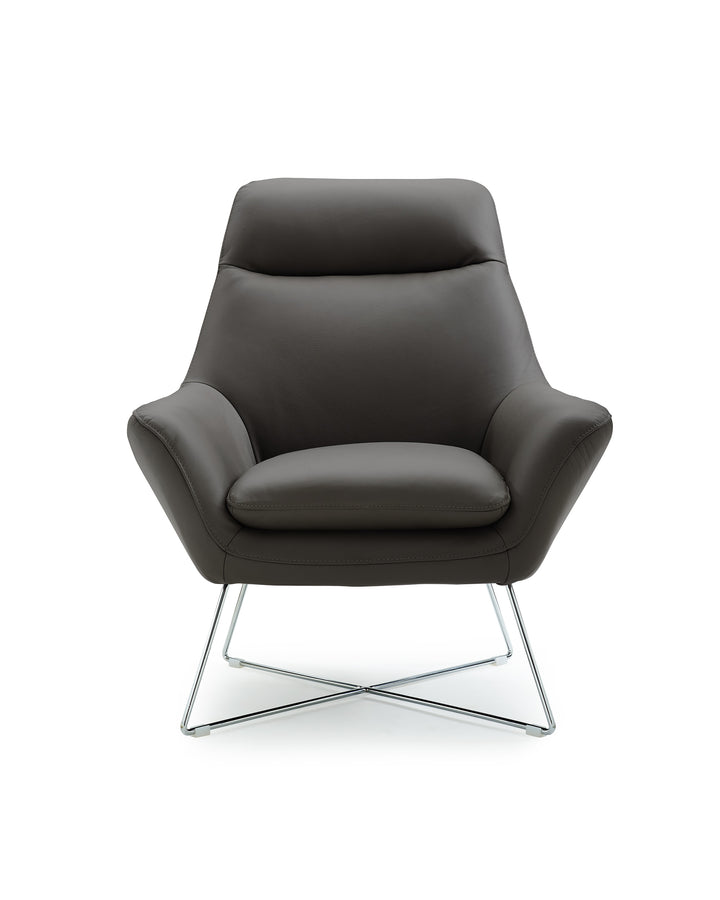 Modern Dark Gray Top Grain Italian Leather Accent Chair-0