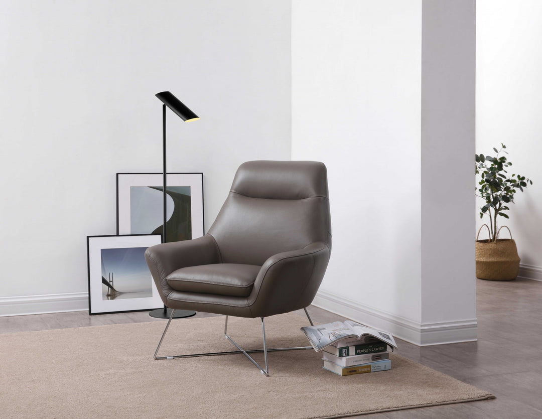 Modern Dark Gray Top Grain Italian Leather Accent Chair-6