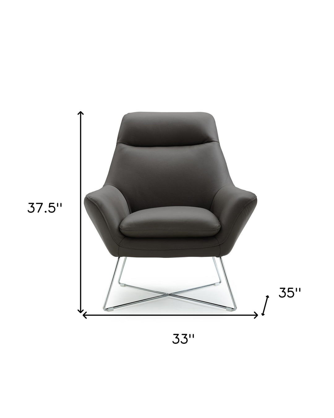 Modern Dark Gray Top Grain Italian Leather Accent Chair-7