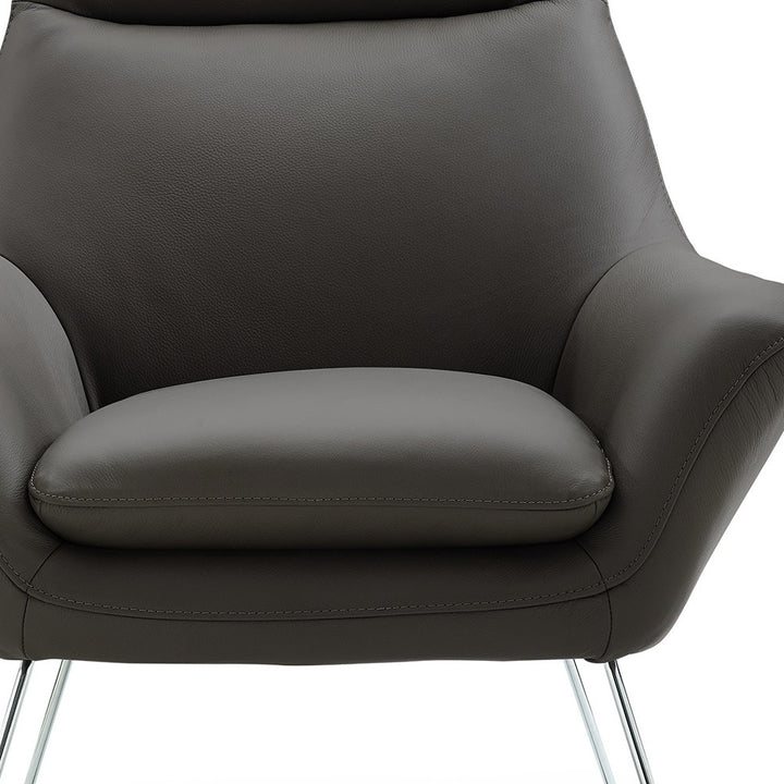 Modern Dark Gray Top Grain Italian Leather Accent Chair-4