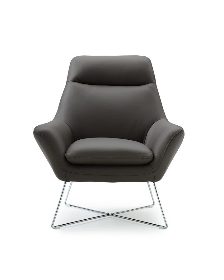 Modern Dark Gray Top Grain Italian Leather Accent Chair-5