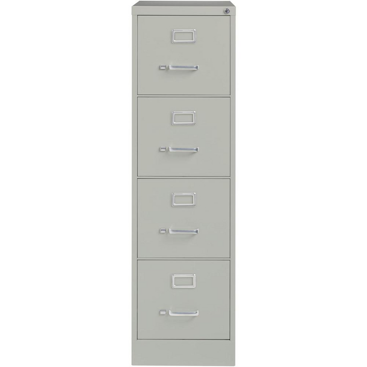 Lorell Fortress Series Vertical File - 15" x 25" x 52" - 4 x Drawer(s) for File - Letter - Vertical - Security Lock, Ball-bearing Suspension, Heavy Duty - Light Gray - Steel - Recycled