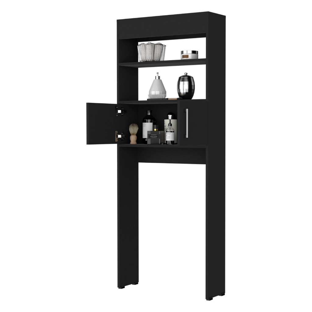 Over The Toilet Cabinet Jozz, Double Door, Two Shelves, Black Wengue Finish