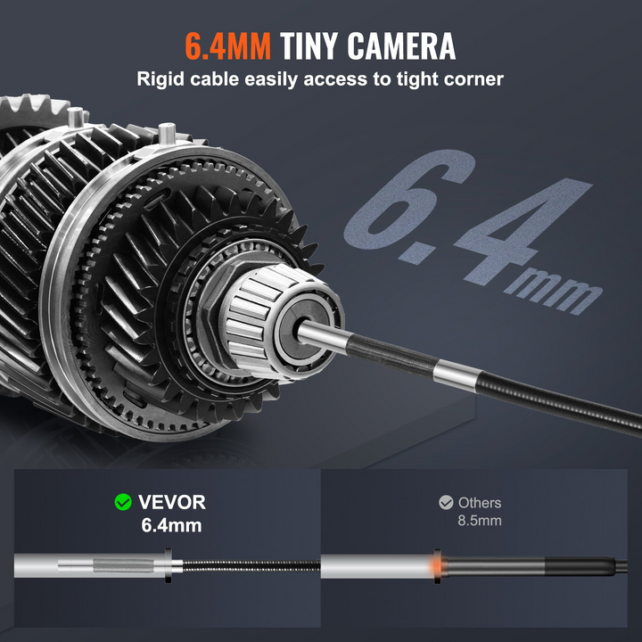 VEVOR Articulating Borescope Camera with Light, Two-Way Articulated Endoscope Inspection Camera with 6.4mm Tiny Lens, 5" IPS 1080P HD Screen, 8X Zoom, 8 LED Light Snake Camera for Automotive, Plumbing