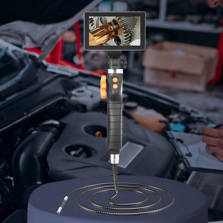VEVOR Articulating Borescope Camera with Light, Two-Way Articulated Endoscope Inspection Camera with 6.4mm Tiny Lens, 5" IPS 1080P HD Screen, 8X Zoom, 8 LED Light Snake Camera for Automotive, Plumbing
