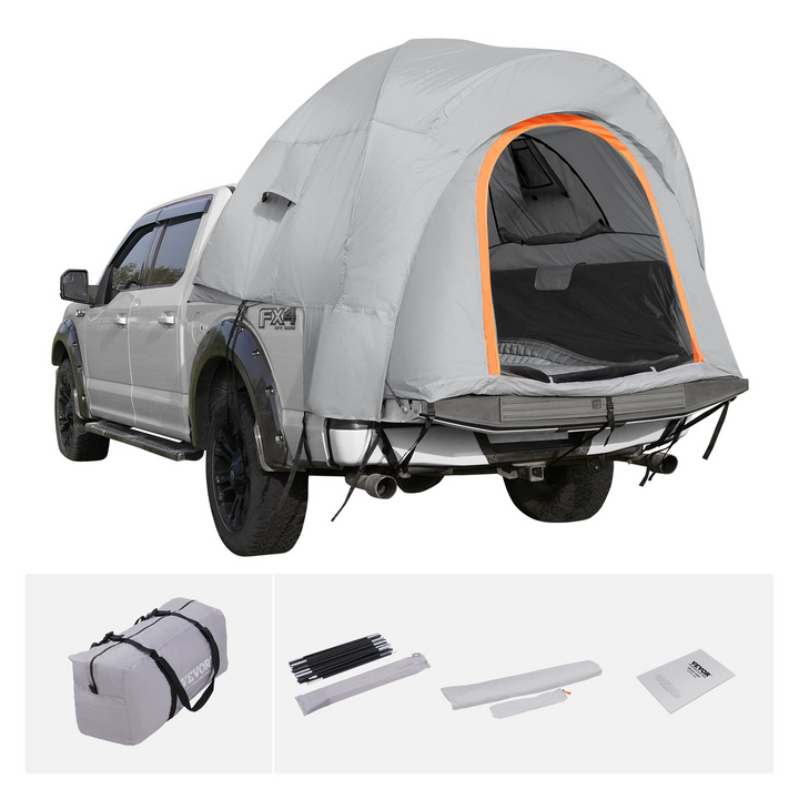 VEVOR Truck Bed Tent, 5.5'-6' Pickup Truck Tent with Rain Layer and Carry Bag, Waterproof PU2000mm Double Layer Truck Tent for Camping, Accommodate 2-3 Person, for Camping Traveling Outdoor Activities
