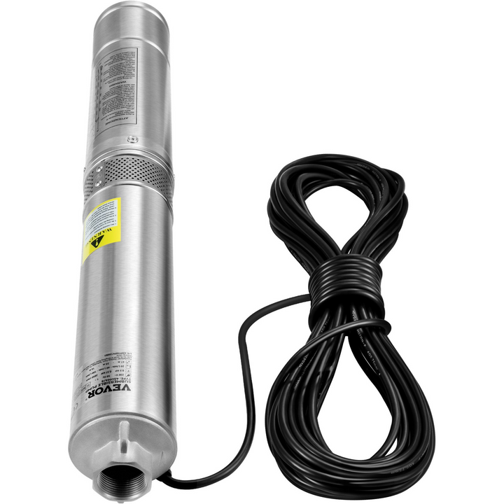 VEVOR Deep Well Submersible Pump - 2HP/1500W, 230V/60Hz, 37GPM, 427 ft Head, Stainless Steel Water Pump