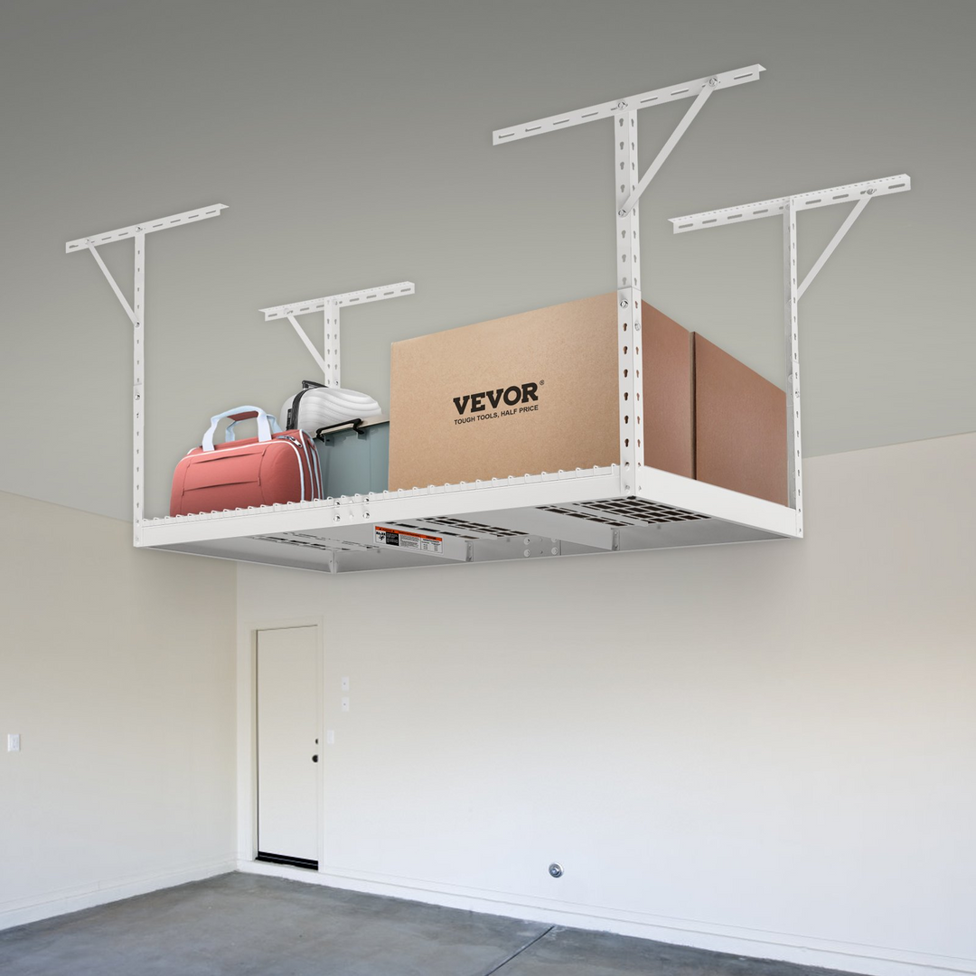 VEVOR Overhead Garage Storage Rack - 3x6 Heavy Duty Adjustable Ceiling Storage Racks (White)