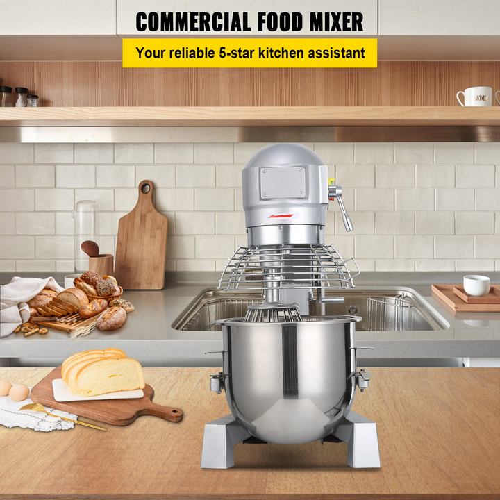 VEVOR Commercial Food Mixer 20Qt 750W 3-Speed Adjustable Heavy Duty with Stainless Steel Bowl