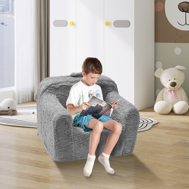 VEVOR Kids Armchair, Snuggly-Soft Toddler Sofa with High-Density 25D Sponge, Sherpa Fabric Reading Couch for Bedroom and Playroom