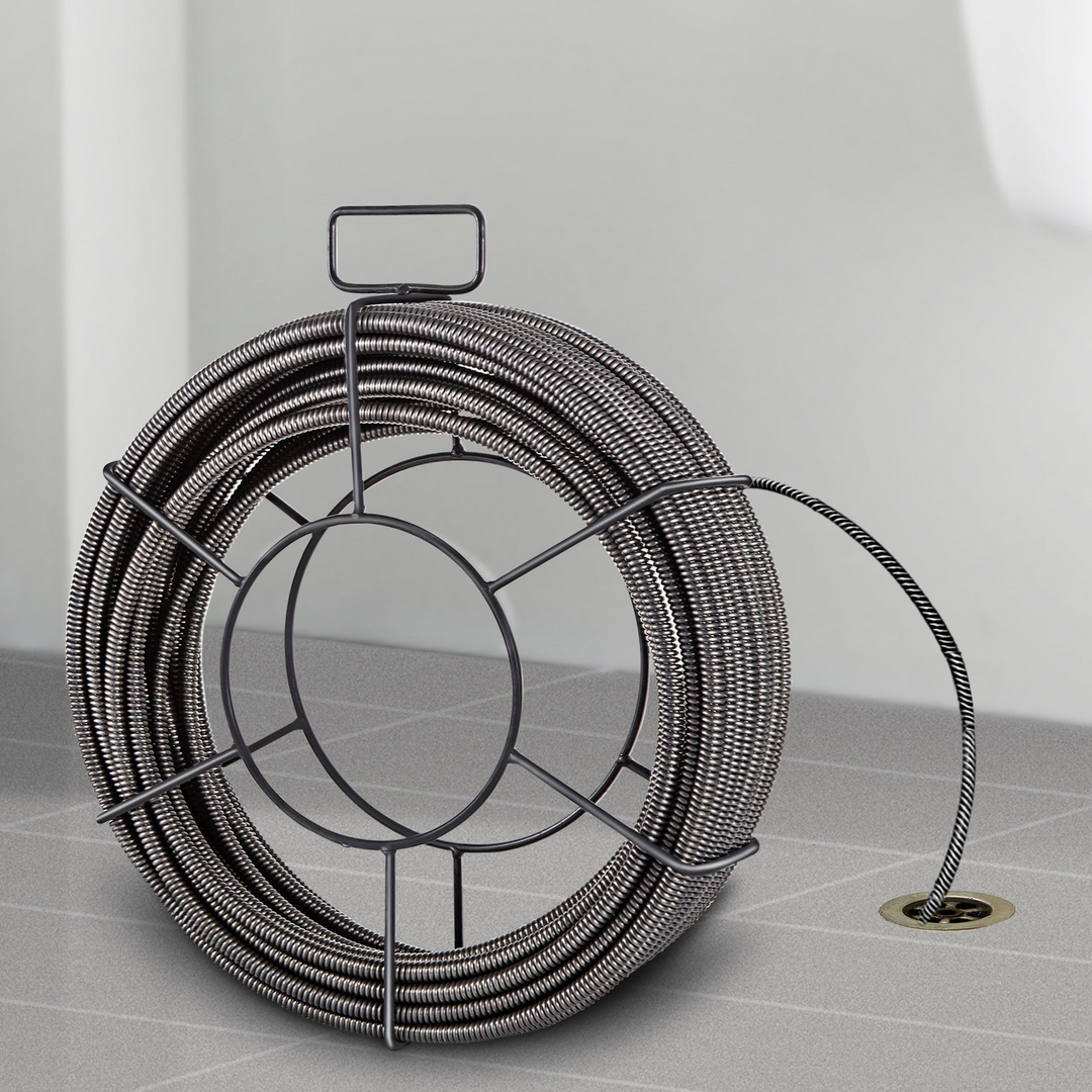VEVOR Drain Cleaning Cable 50 Feet x 3/8 Inch Solid Core Cable Sewer Cable Drain Auger Cable Cleaner Snake Clog Pipe Drain Cleaning Cable Sewer Drain Auger Snake Pipe