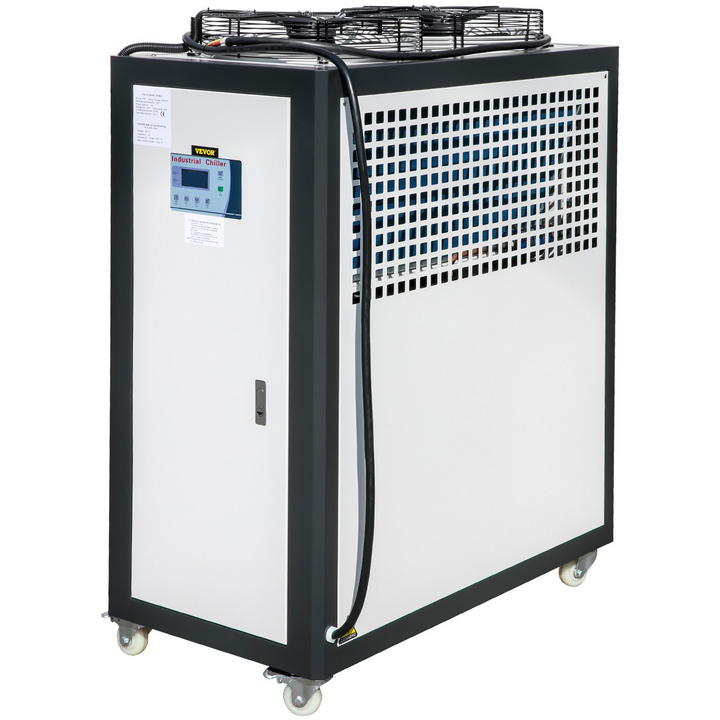 VEVOR Air-Cooled Chiller Industrial 5 Ton, 5HP Panasonic Compressor, Finned Condenser Portable Conditioner, Micro-Computer Control & Built-in 53L Stainless Steel Water Tank for Plastic Electric