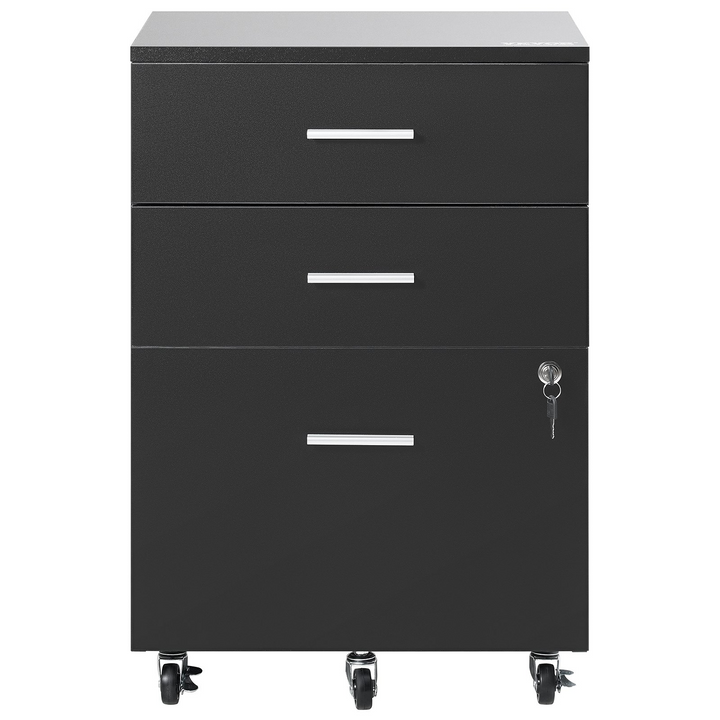 VEVOR File Cabinet, 3-Drawer Wood Filing Cabinet, Locking Office Cabinet for Letter/A4 Size, Black