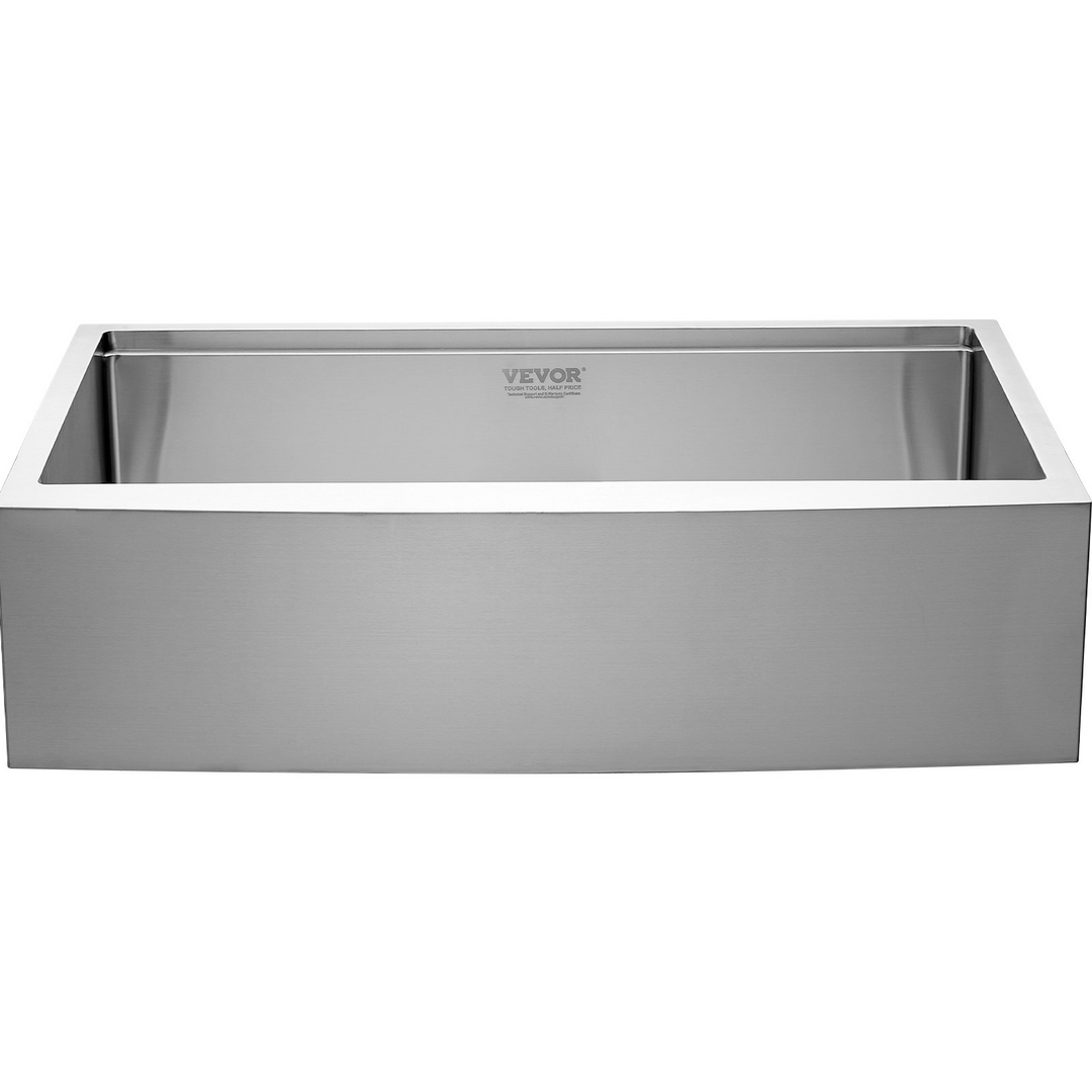 VEVOR 36-Inch Farmhouse Kitchen Sink - 304 Stainless Steel Drop-In Single Bowl Basin with Ledge & Accessories