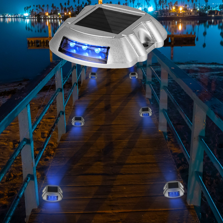 VEVOR Driveway Lights 12-Pack Solar Driveway Lights Bright Blue Solar Deck Lights Outdoor Waterproof Wireless Dock Lights 6 LEDs for Deck Dock Driveway Path Warning Garden Walkway Sidewalk Steps