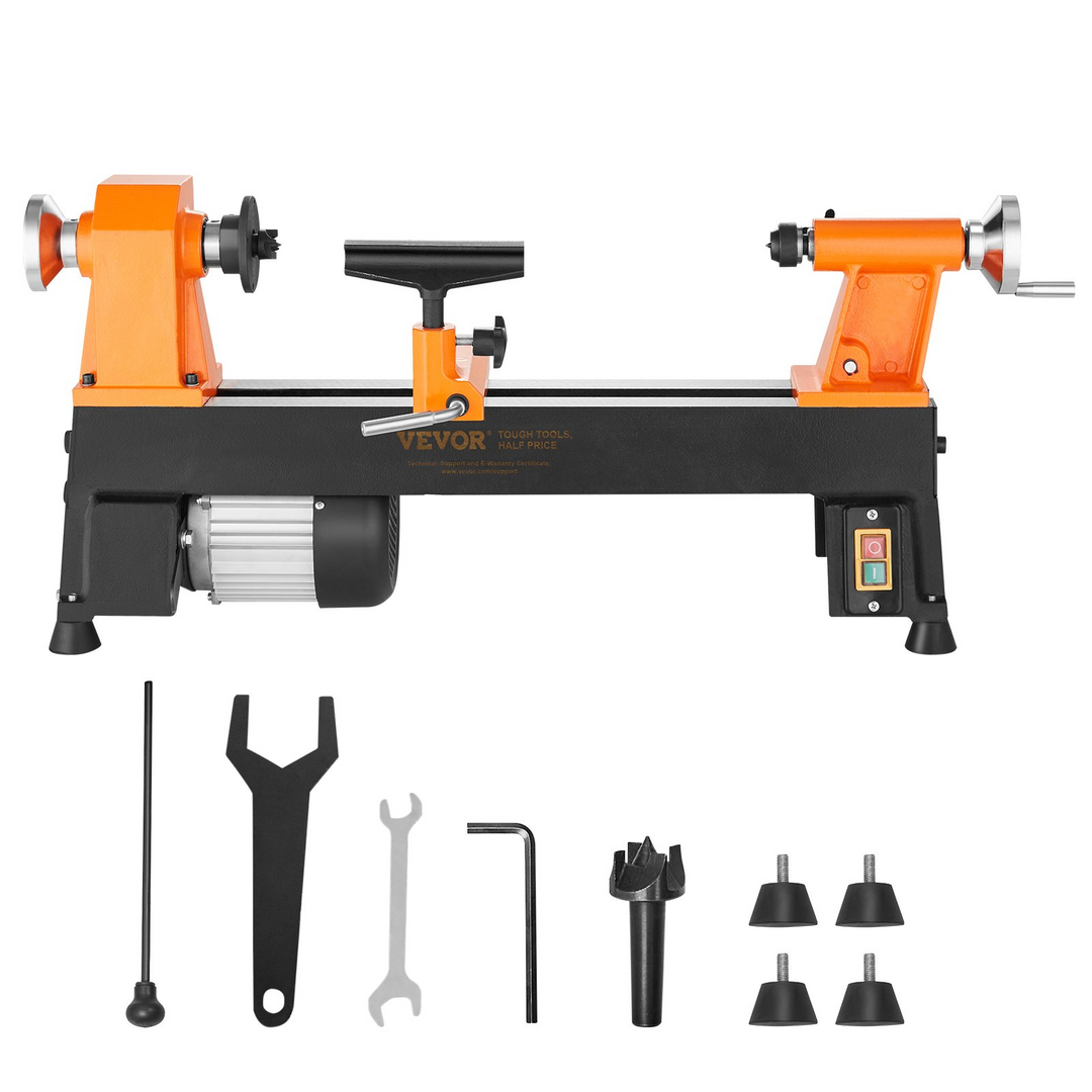 VEVOR Benchtop Wood Lathe, 10 in x 18 in, 0.5 HP 370W Power Wood Turning Lathe Machine, 5 Variable Speeds 780/1320/1920/2640/3840 RPM with Rod Injection Wrenches Faceplate Foot Pads, for Woodworking