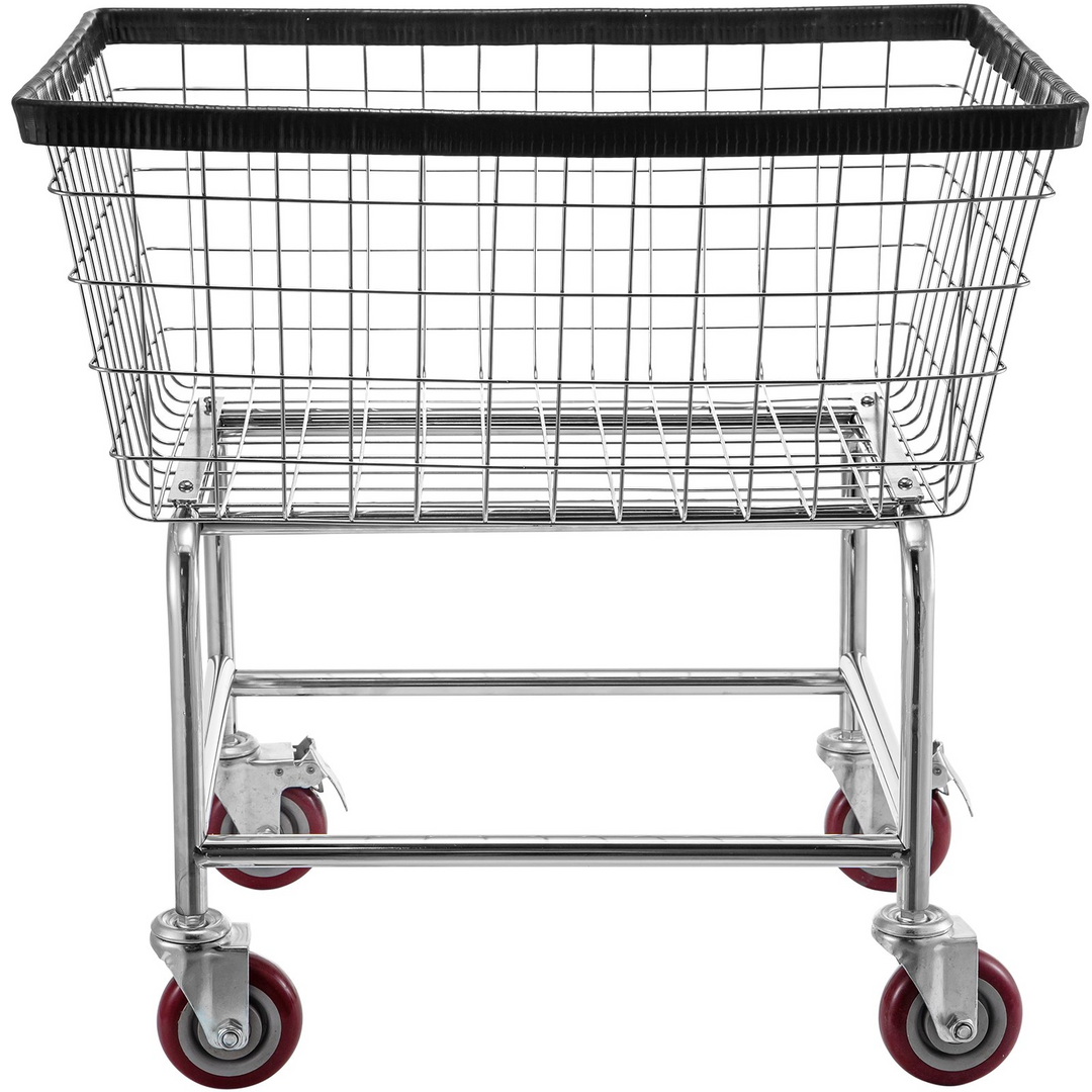 VEVOR Wire Laundry Cart, 2.5 Bushel Wire Laundry Basket with Wheels, 21''x27''x27.5'' Commercial Wire Laundry Basket Cart, Steel Frame with Chrome Finish, 4inch Casters, Wire Basket Cart For Laundry