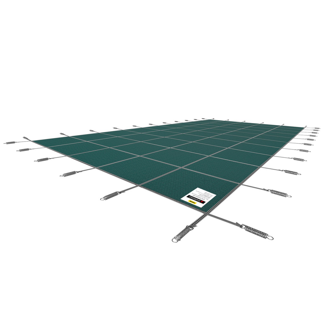 VEVOR Pool Safety Cover for 14x26ft Rectangle Inground Pools - Green Mesh Solid Winter Safety Cover