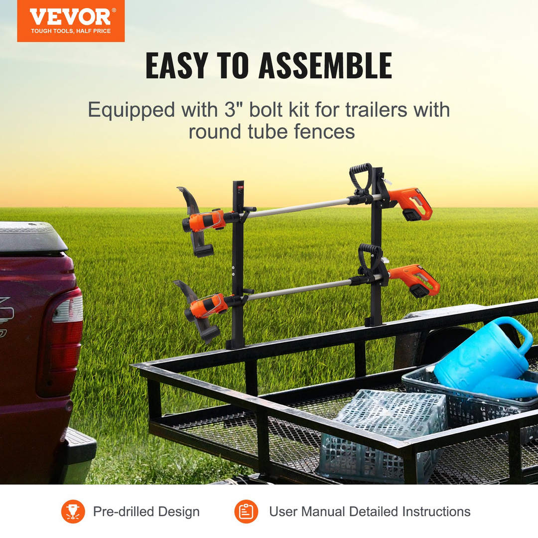 VEVOR Trimmer Rack, 2 Place Weeder Trimmer Rack, Trim Holder Trailer Rack Carrier with Zinc Alloy Password Lock, Mount On Landscape Truck Trailer Enclosed Trimmer Rack Weed Eater Racks, Pair