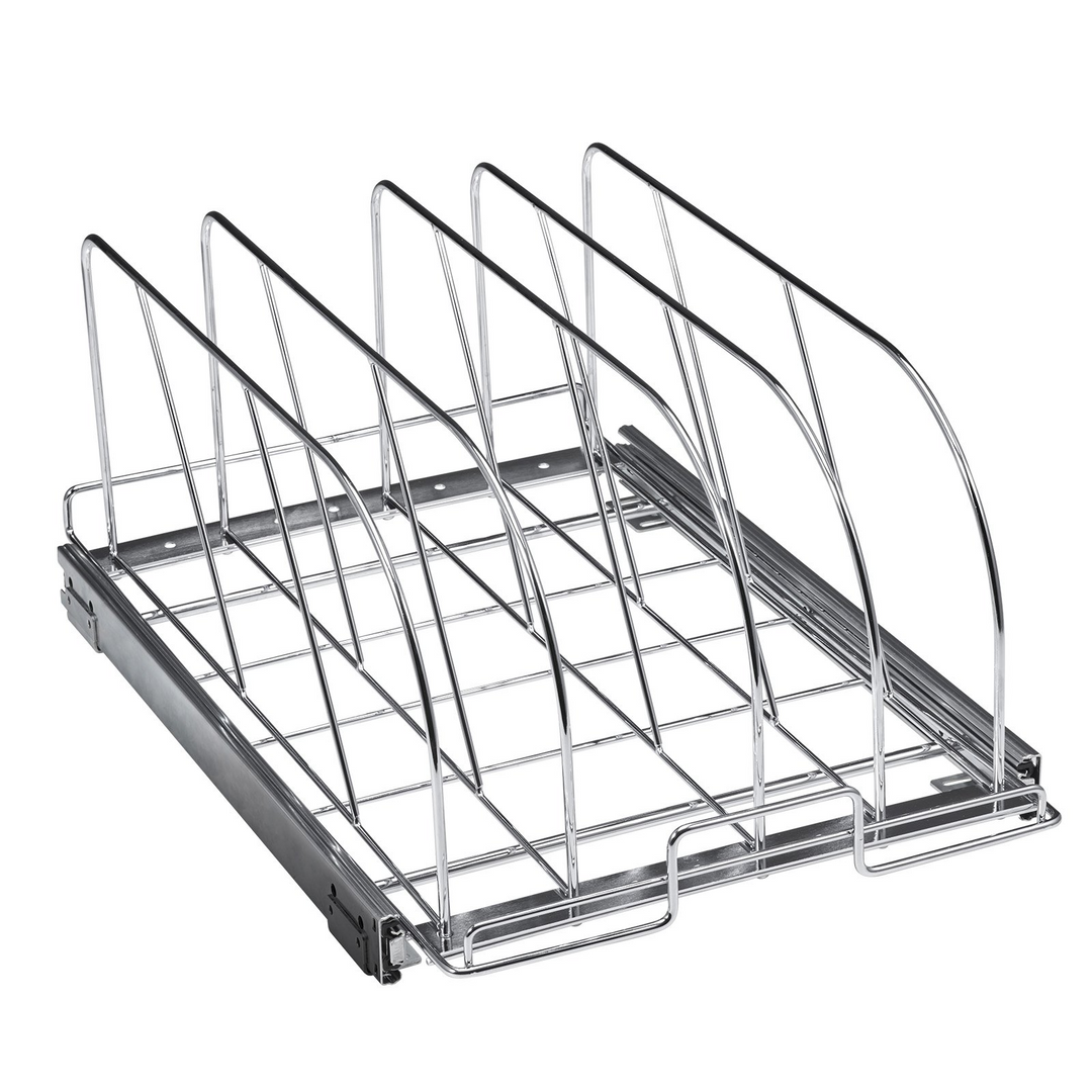 VEVOR Pan and Pot Rack, Expandable Pull Out Under Cabinet Organizer, Cookie Sheet Baking Pans tray Organization, Adjustable Wire Dividers, Steel Lid Holder for Kitchen Cabinet & Pantry Storage, 12.5"W