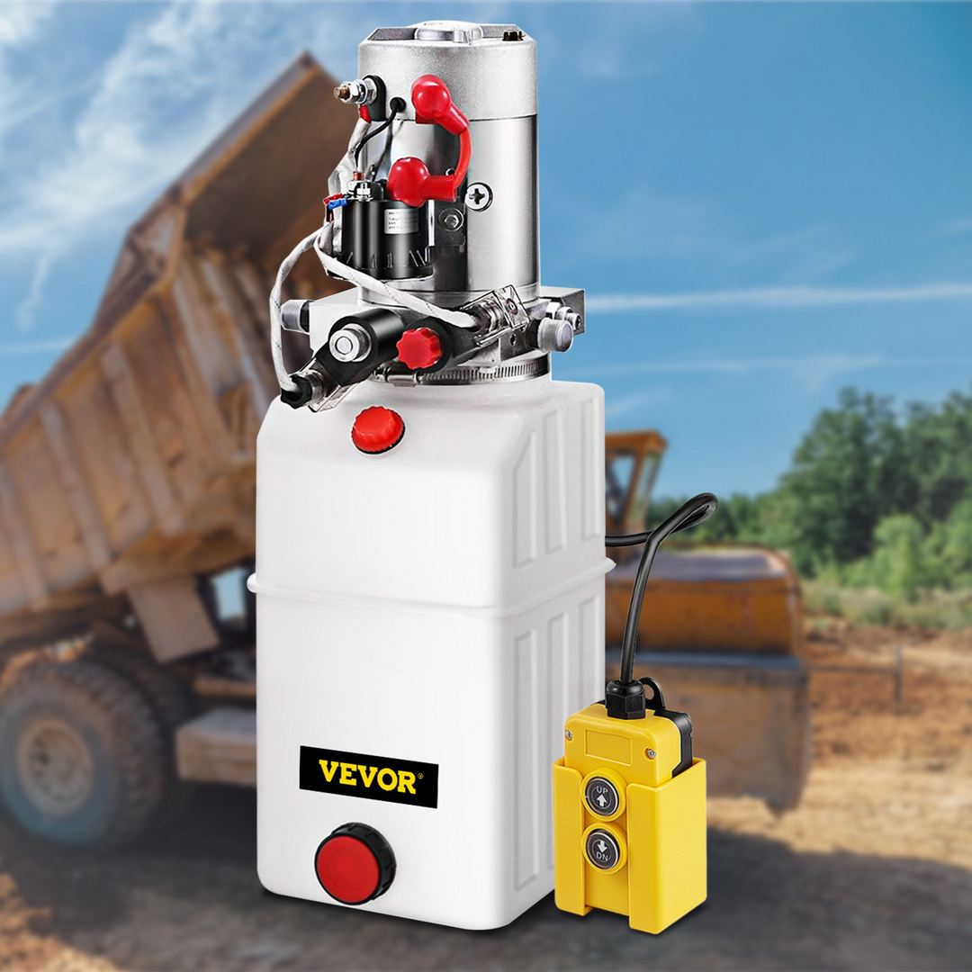 VEVOR Hydraulic Power Unit 6 Quart Double Acting Pump DC12V - Dump Truck Dump Trailer