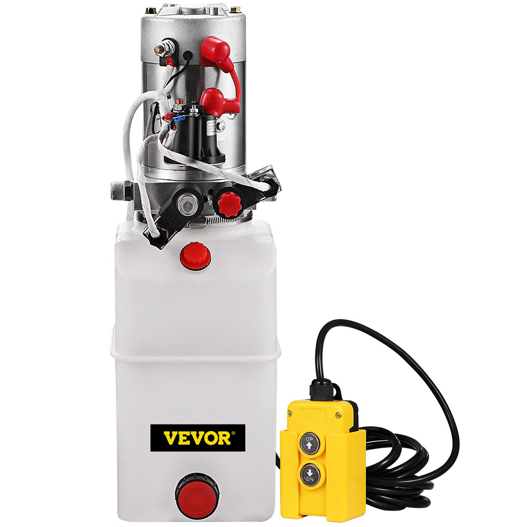 VEVOR Hydraulic Power Unit 6 Quart Double Acting Pump DC12V - Dump Truck Dump Trailer