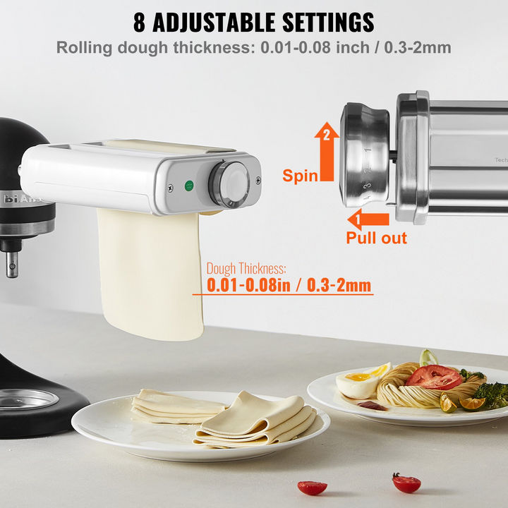 VEVOR Pasta Attachment for KitchenAid Stand Mixer - 3-IN-1 Stainless Steel Pasta Roller Cutter Set