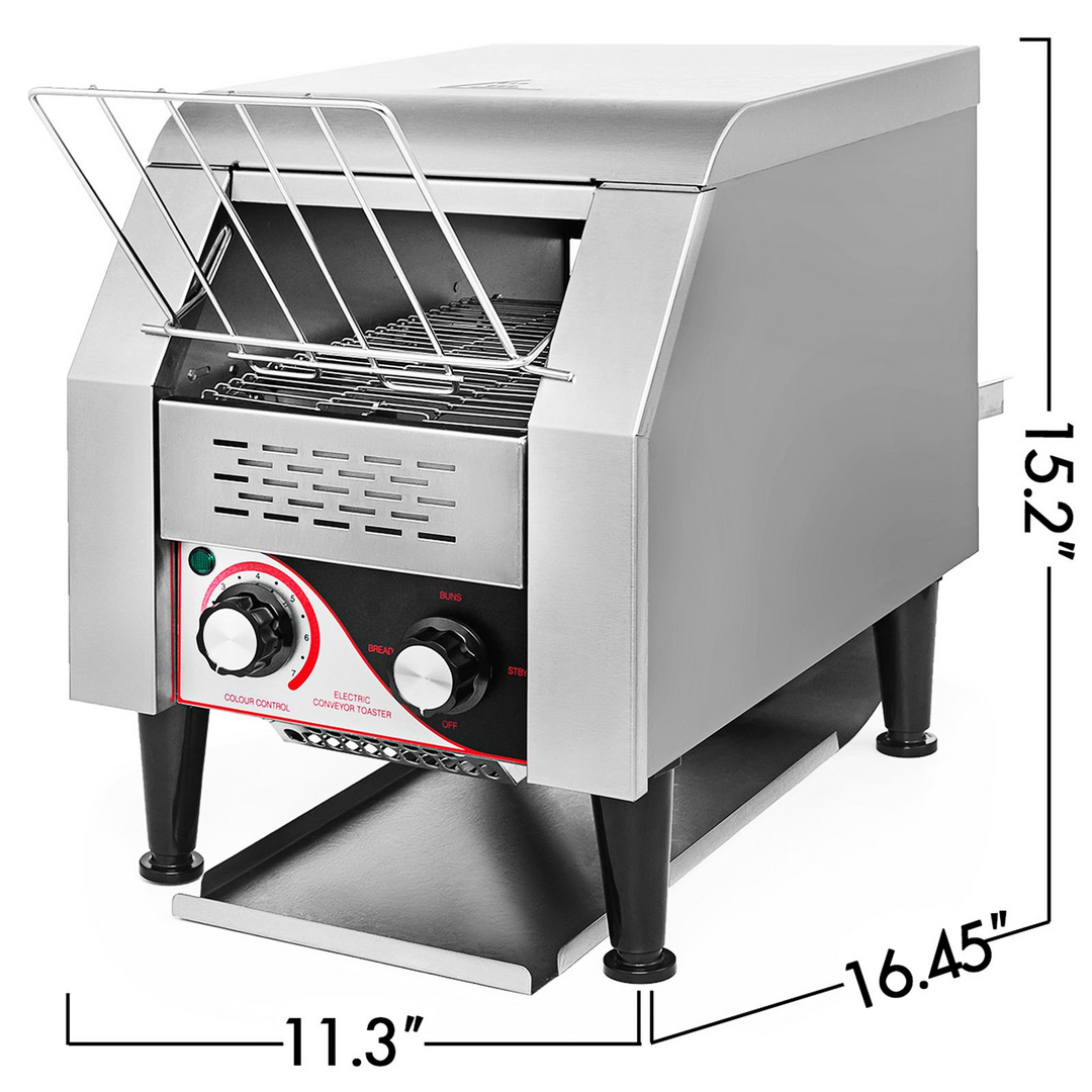 VEVOR Commercial Conveyor Toaster - 150 Slices/Hour, 1340W Stainless Steel