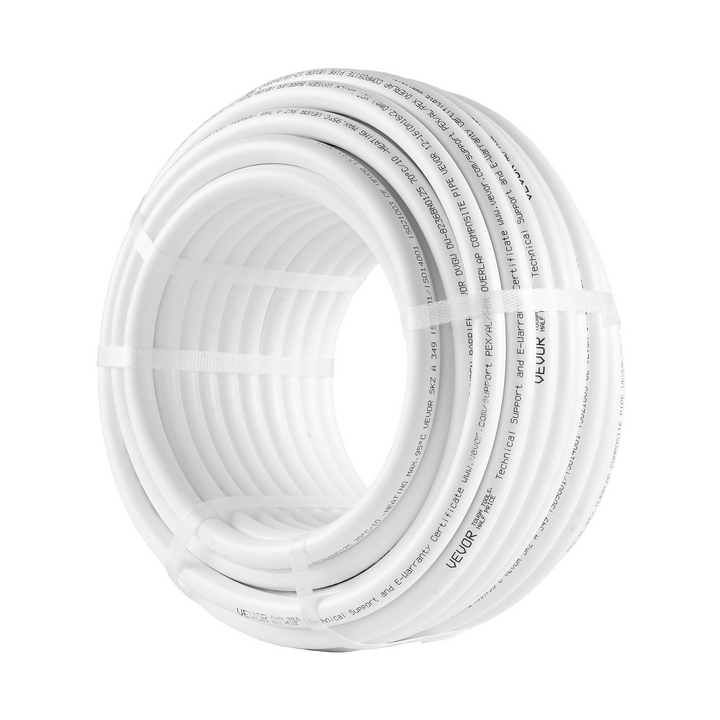 VEVOR PEX-AL-PEX Tube, 82ft, 5/8" Diameter Aluminum-Plastic Composite Pipe, Oxygen Barrier Radiant Floor PEX Pipe for Radiant Heat Floor Plumbing, 0.08" Thickness, White