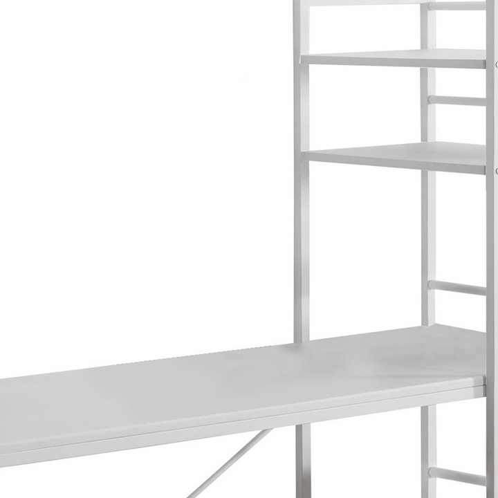 Modern 55" White Computer Desk with Four Shelves