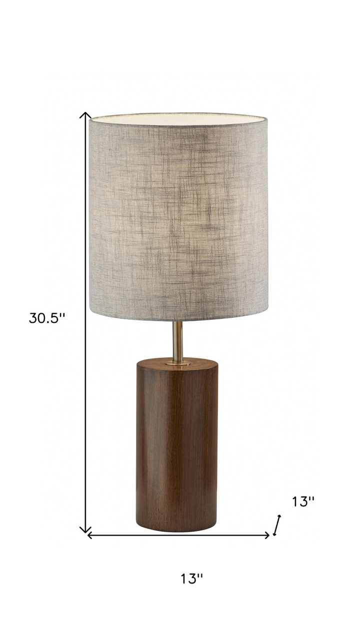 Walnut Wood Circular Block Table Lamp for Sophisticated Lighting