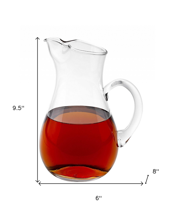 Mouth Blown Glass Pitcher – 36 Oz Clear Contemporary Water, Iced Tea, and Martini Pitcher – Tera Collection