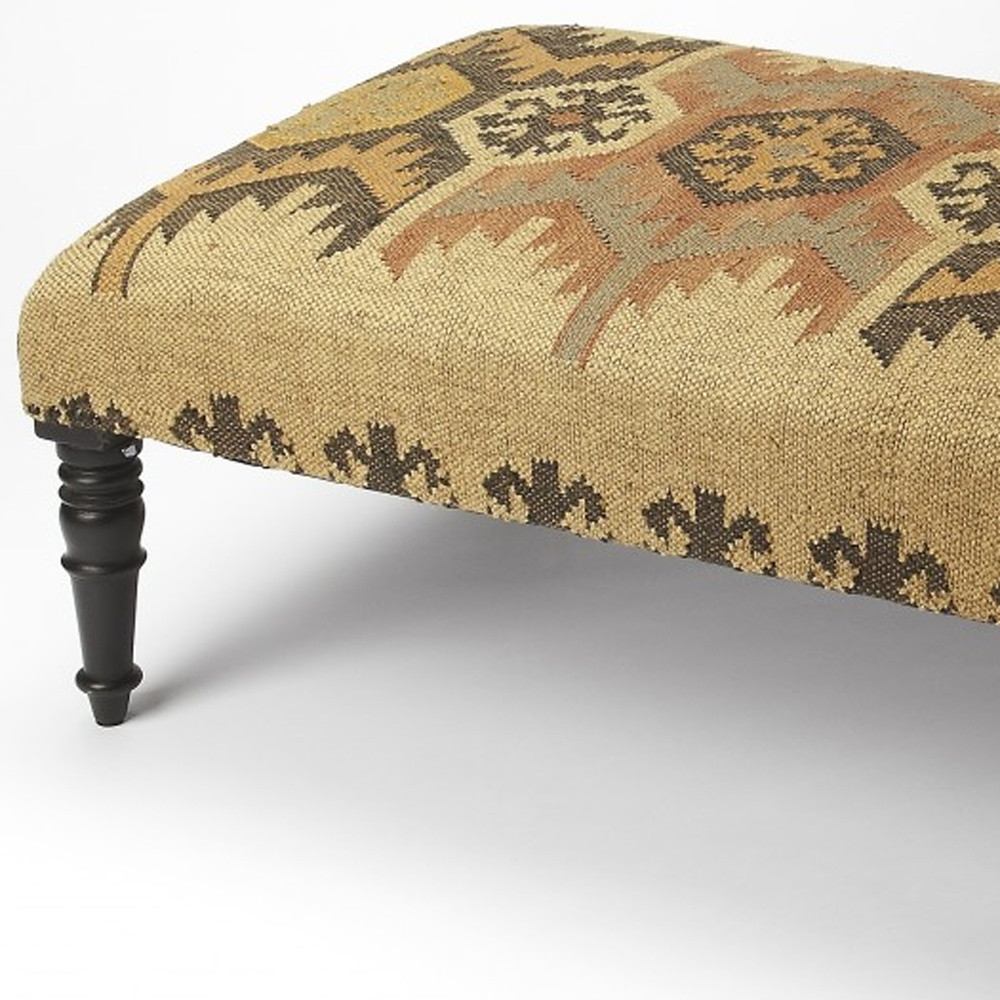 36" Brown Linen Footstool Ottoman - Practical Home Accent