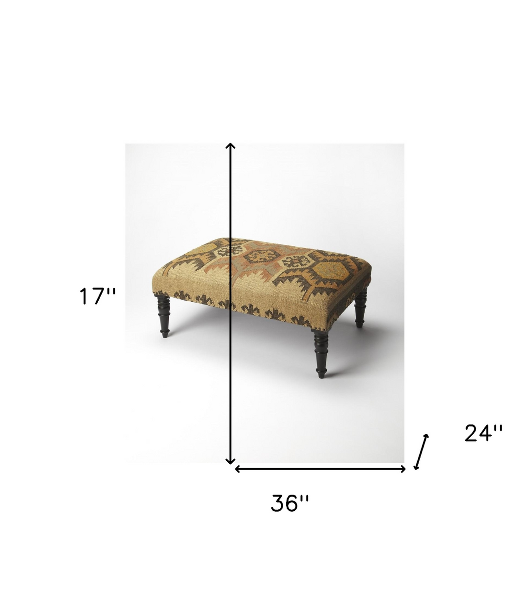 36" Brown Linen Footstool Ottoman - Practical Home Accent