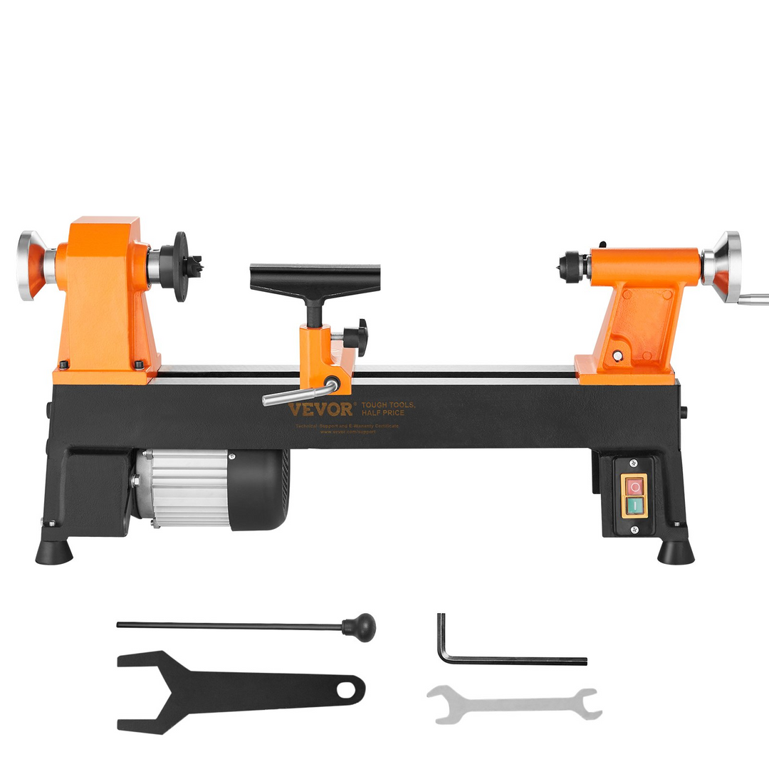 VEVOR Benchtop Wood Lathe, 10 in x 18 in, 0.5 HP 370W Power Wood Turning Lathe Machine, 5 Variable Speeds 780/1320/1920/2640/3840 RPM with Rod Injection Wrenches Faceplate Foot Pads, for Woodworking