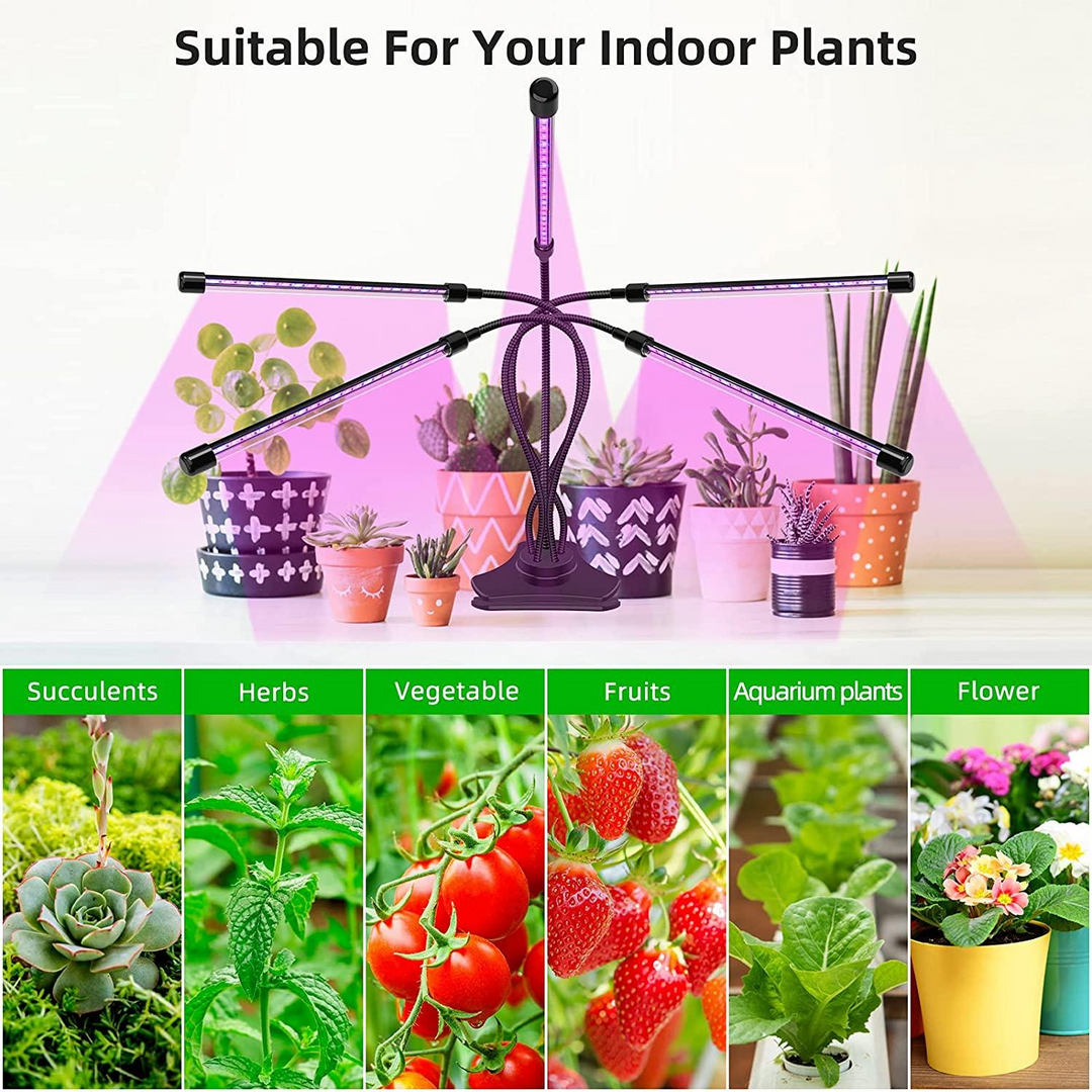 Yoyomax Grow Light for Indoor Plants - 5 Heads LED Lamp Bulbs with Full Spectrum, Auto On/Off Timer, and Flexible Gooseneck