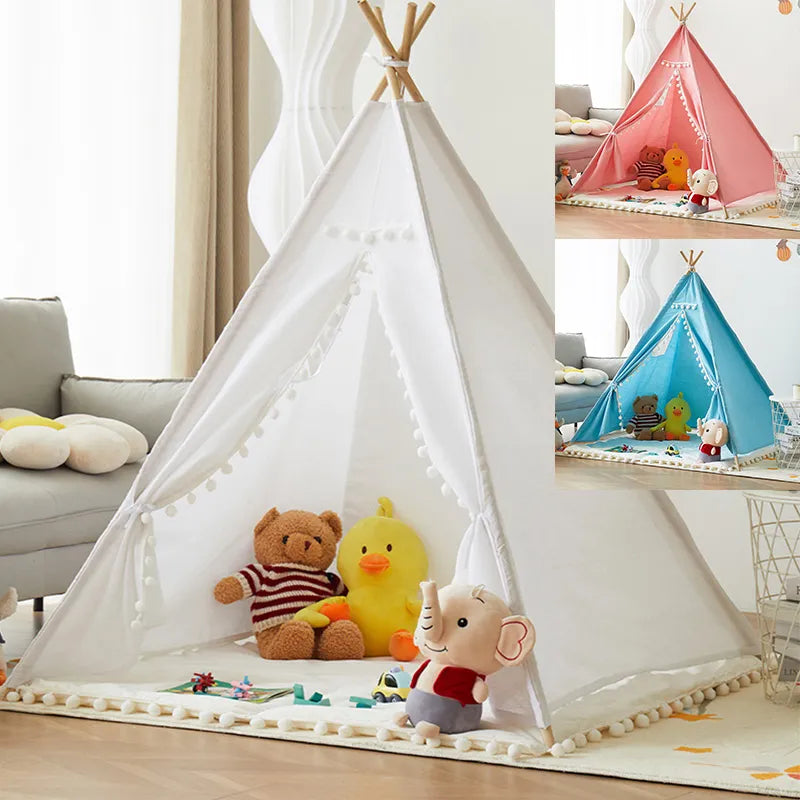 WhimsyWoods Cotton Canvas Teepee Play Tent with Side Window