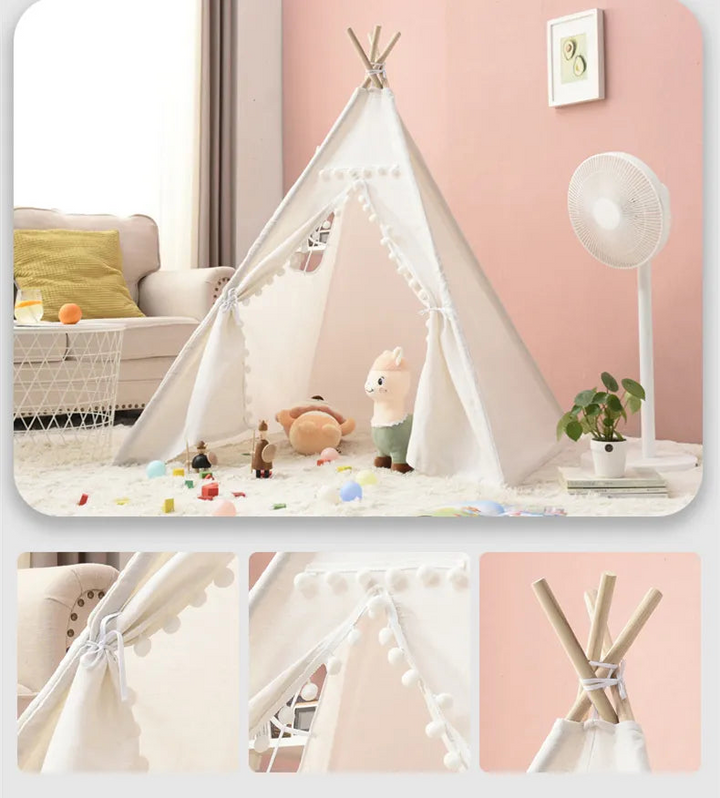 WhimsyWoods Cotton Canvas Teepee Play Tent with Side Window