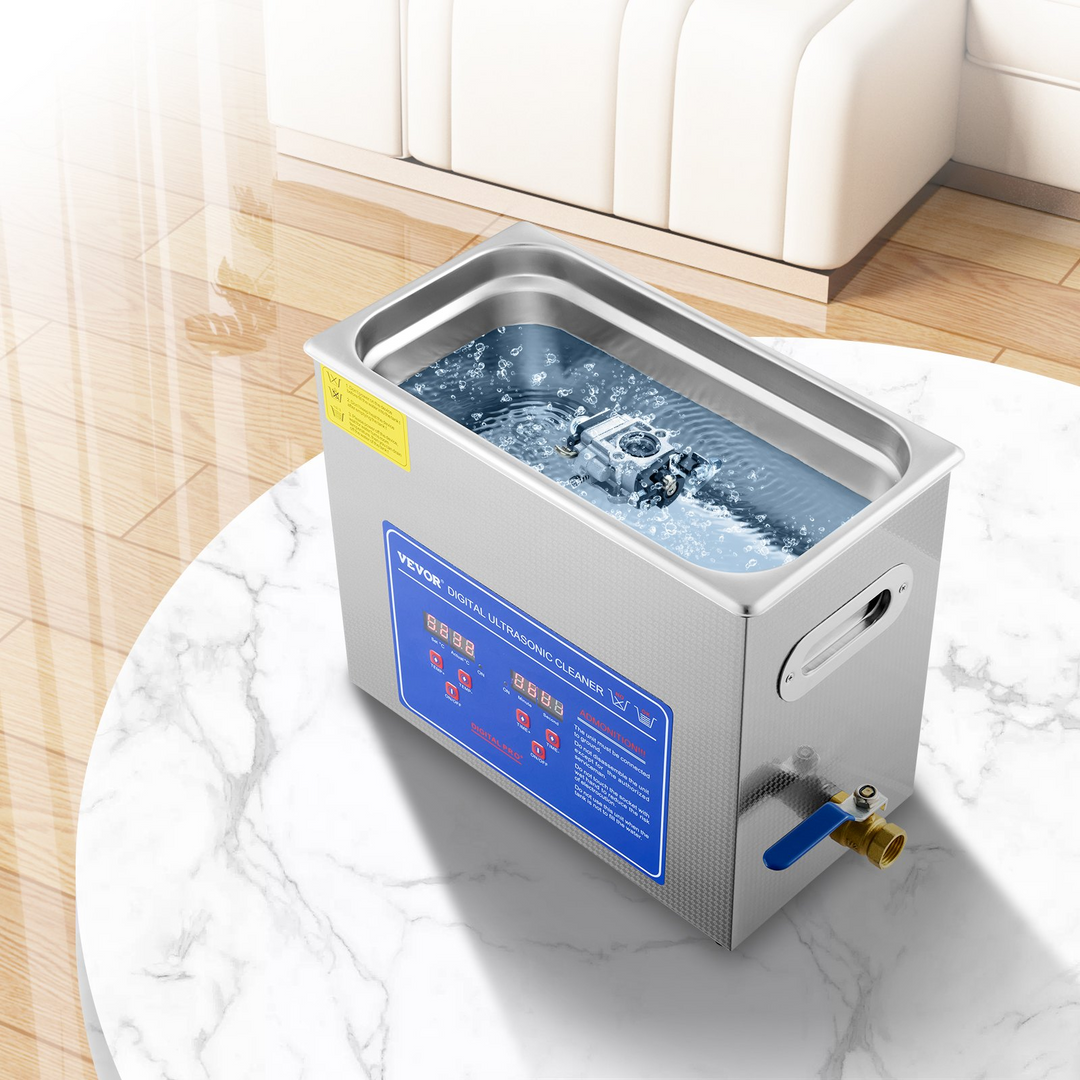 VEVOR Commercial Ultrasonic Cleaner 6L Professional Ultrasonic Cleaner 40kHz with Digital Timer&Heater 110V Excellent Cleaning Machine for Watch Instruments Industrial Parts Excellent Cleaner Solution