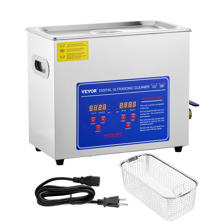 VEVOR Commercial Ultrasonic Cleaner 6L Professional Ultrasonic Cleaner 40kHz with Digital Timer&Heater 110V Excellent Cleaning Machine for Watch Instruments Industrial Parts Excellent Cleaner Solution