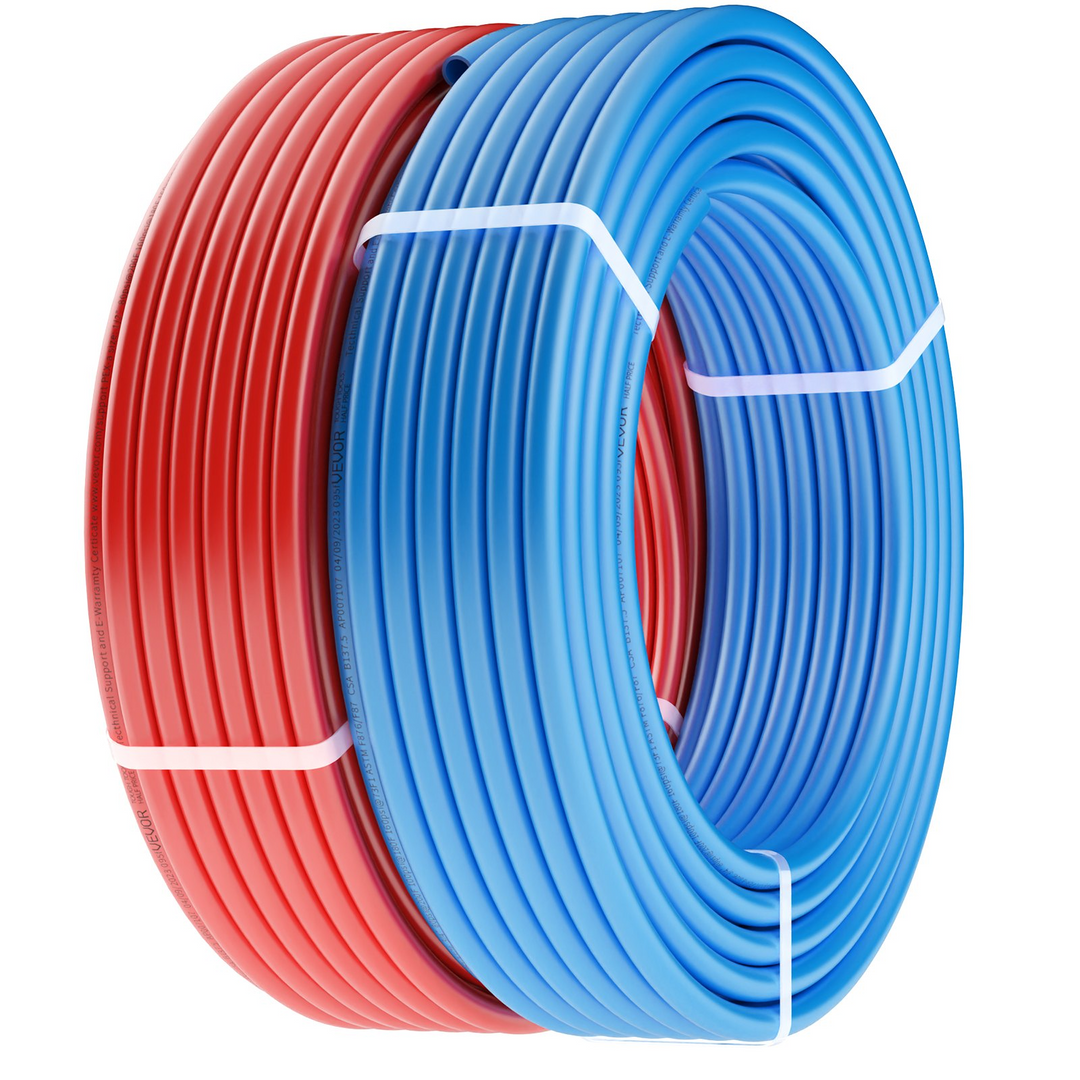 VEVOR PEX Pipe 1/2 Inch - 2 x 100 Feet Length PEX-A Flexible Pipe Tubing for Potable Water, Hot/Cold Water Lines, Plumbing Applications with Free Cutter, Blue & Red