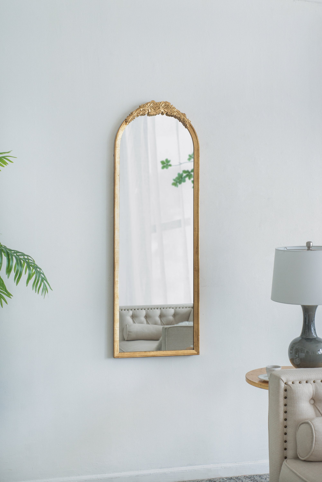 Gold Wood Floor Mirror | Full Body Dressing Mirror for Bathroom Bedroom Living Room | 19"x56"