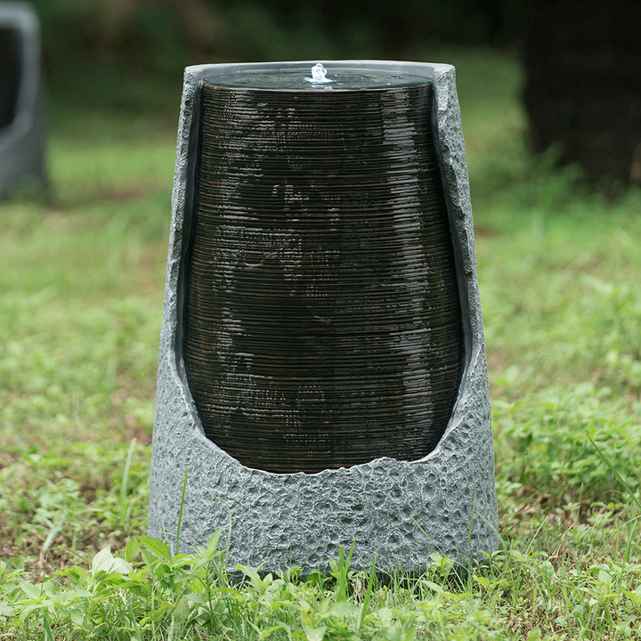 Chic Modern Polyresin Water Fountain - A Stunning Statement of Serenity