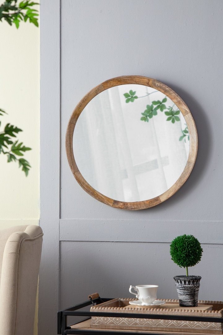 Natural Mango Wood Wall Mirror - A Transitional Decor Essential