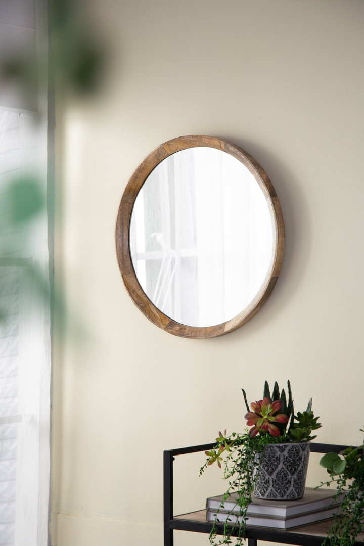 Natural Mango Wood Wall Mirror - A Transitional Decor Essential