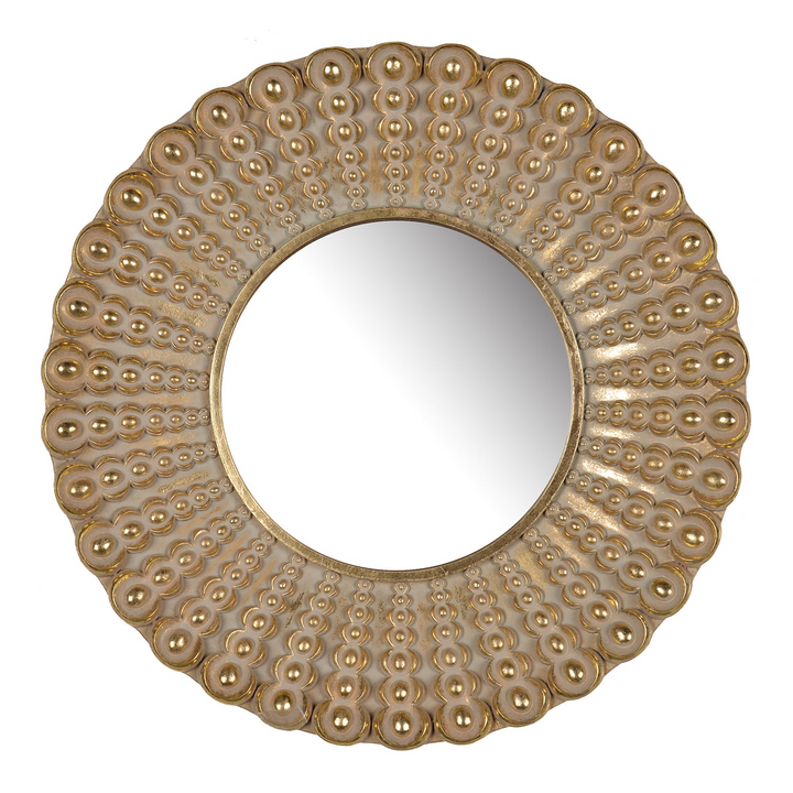 18.5" Transitional Beaded Sunburst Mirror - A Radiant Statement Piece