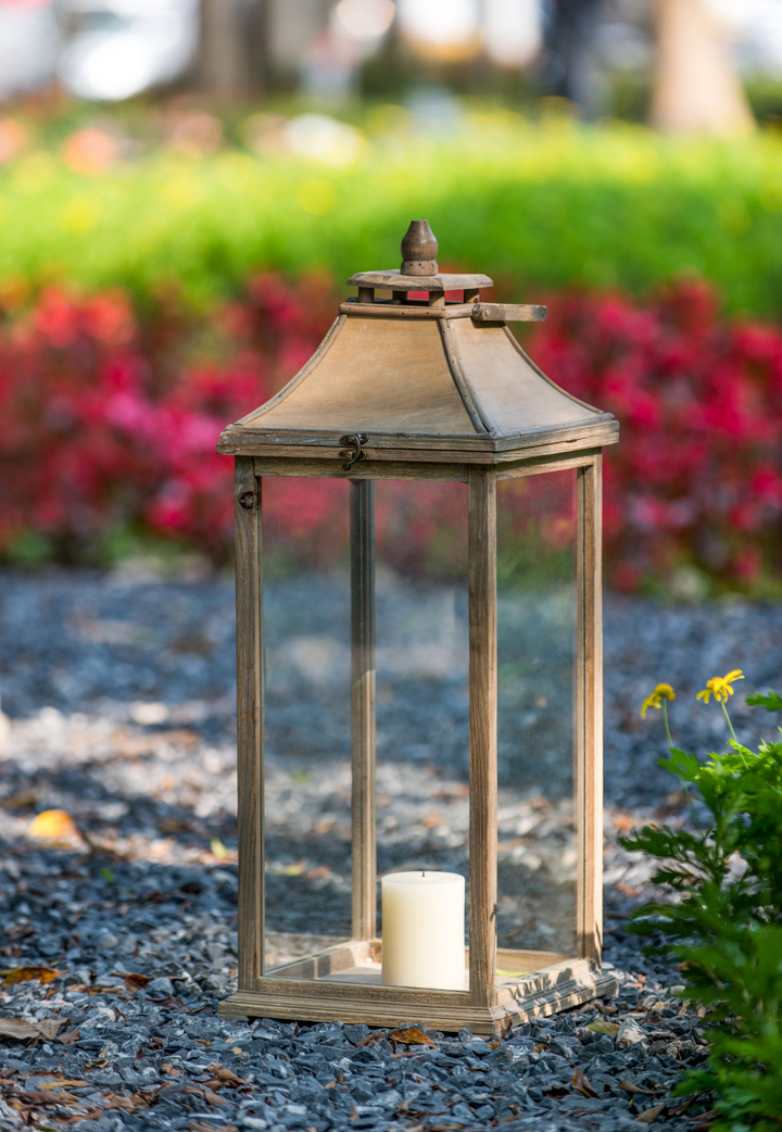 Elegant Wooden Candle Lantern Set - Timeless Decor for Indoor and Outdoor Spaces